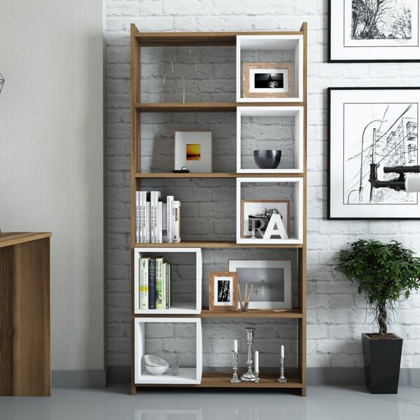 Βιβλιοθήκη Box, Λευκό-Walnut
