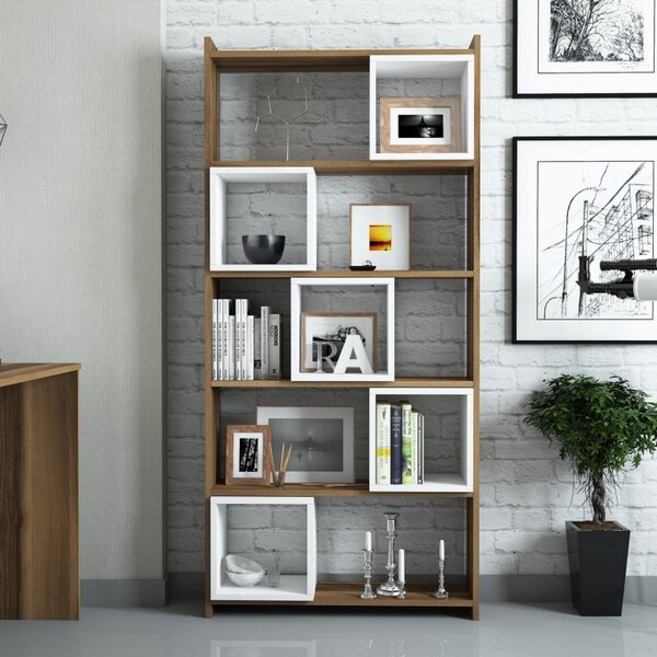 Βιβλιοθήκη Box, Λευκό-Walnut