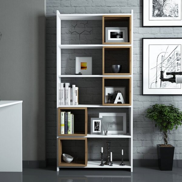 Βιβλιοθήκη Box, Λευκό-Walnut