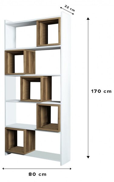 Βιβλιοθήκη Box, Λευκό-Walnut