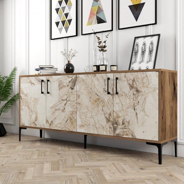 Κονσόλα Kiev Walnut-Λευκό