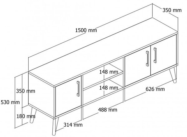 Έπιπλο TV Exxen-1582 Walnut