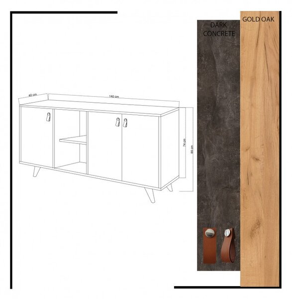 Κονσόλα Planky Oak-Dark Concrete
