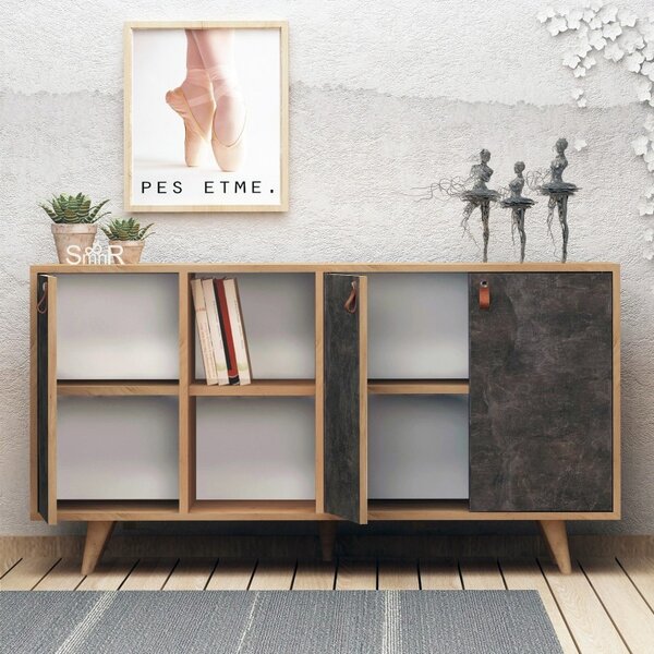 Κονσόλα Planky Oak-Dark Concrete