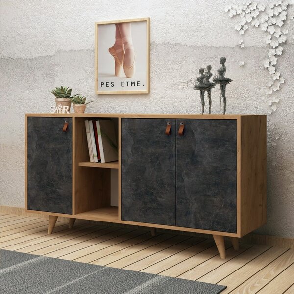 Κονσόλα Planky Oak-Dark Concrete