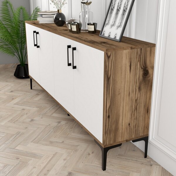Κονσόλα Kiev Walnut-Λευκό