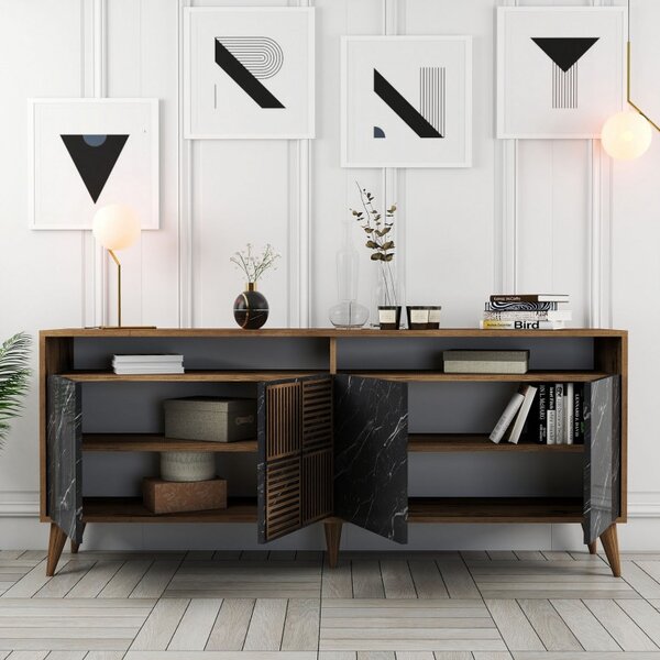 Κονσόλα Milan Walnut-Μαύρο