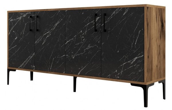 Κονσόλα Kiev160 Walnut-Μαύρο Marble