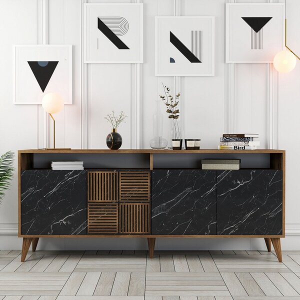 Κονσόλα Milan Walnut-Μαύρο