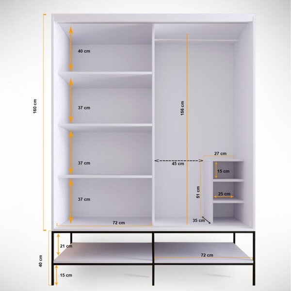 Ντουλάπα MartinSürgülü150 Λευκό-Μαύρο-Gold
