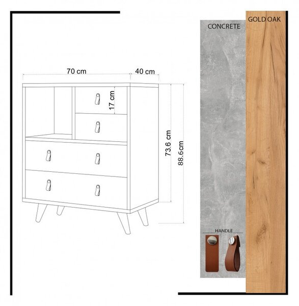 Ντουλάπα Dressing Witlof Oak-Λευκό