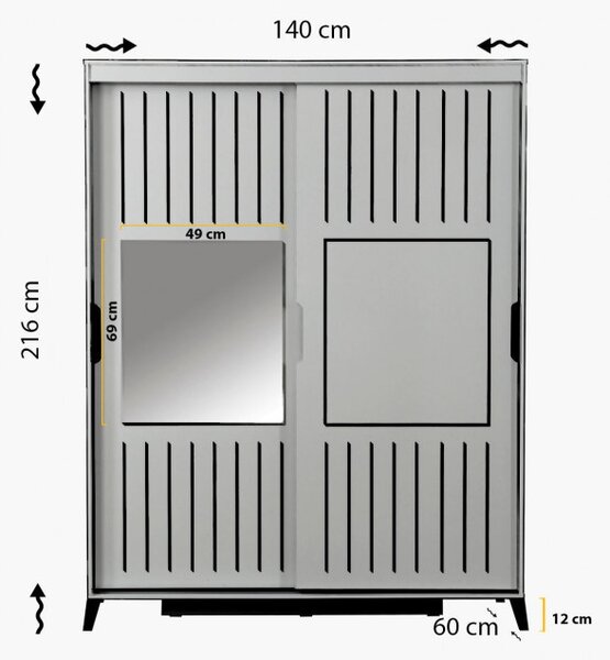 Ντουλάπα PasificHomeFuga-140ParlakBeyazDolap Shiny Λευκό