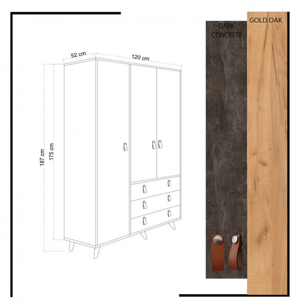 Ντουλάπα Chunky Oak-Dark Concrete