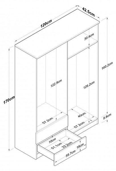 Ντουλάπα BA108-2067 Walnut-Λευκό