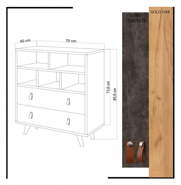 Ντουλάπα Dressing Marco Oak-Dark Concrete
