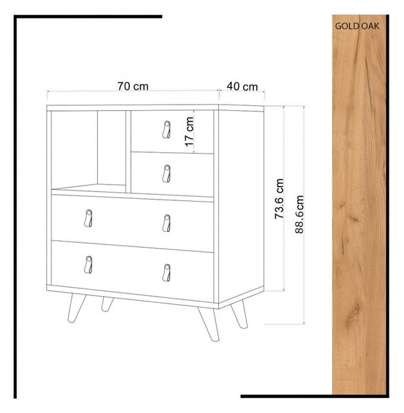 Ντουλάπα Dressing Fallow Oak-Λευκό