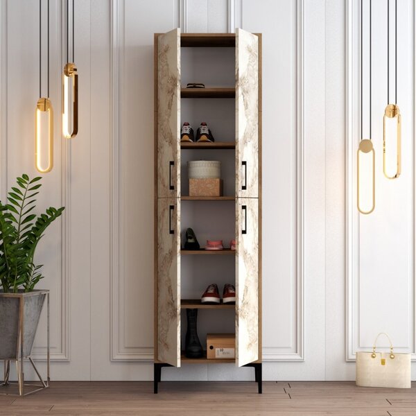 Παπουτσοθήκη BerlinA Walnut-Λευκό