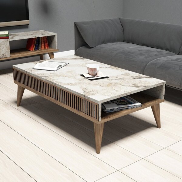 Τραπεζάκι σαλονιού Milan Walnut-Λευκό