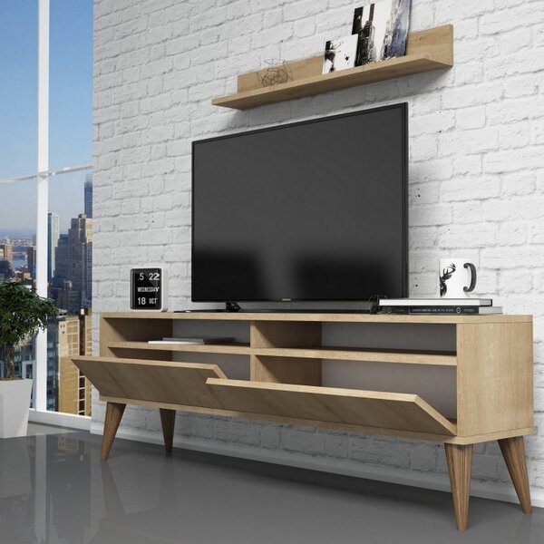 Σετ Comoda TV και τραπεζάκι σαλονιού σαλονιού Best Oak