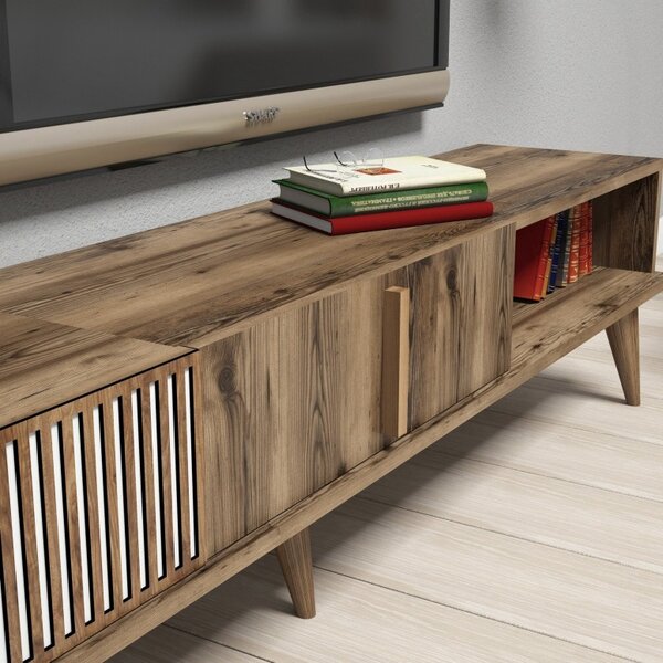 Σετ Comoda TV και τραπεζάκι σαλονιού σαλονιού Milan Walnut