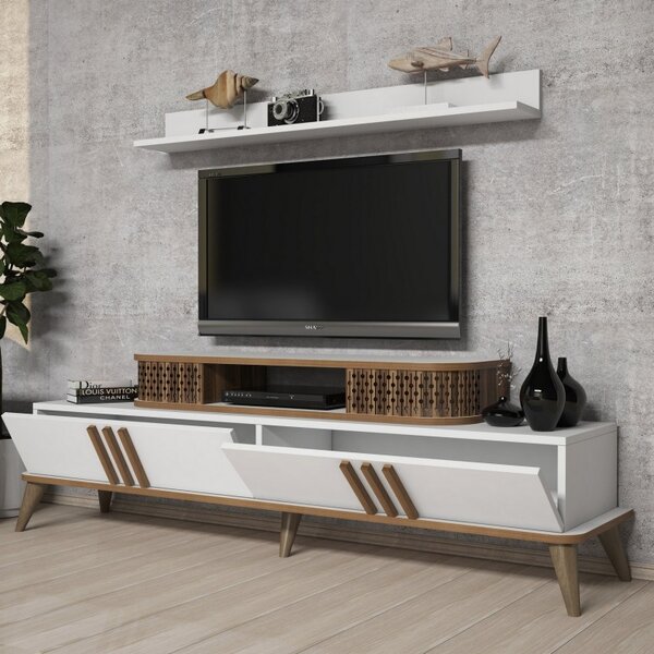 Σετ Comoda TV και τραπεζάκι σαλονιού σαλονιού Eylül Λευκό