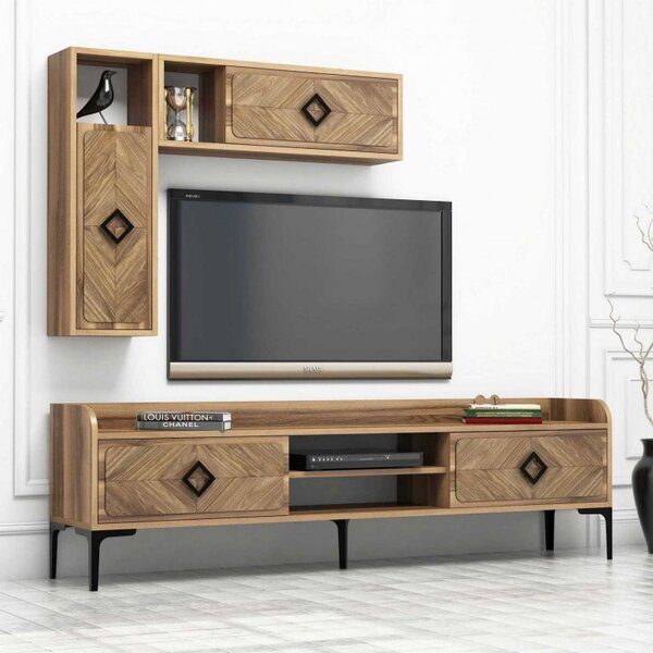Σετ Comoda TV και τραπεζάκι σαλονιού σαλονιού Samba Walnut