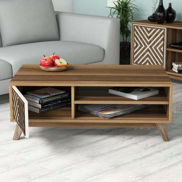 Σετ Comoda TV και τραπεζάκι σαλονιού σαλονιού İnci Walnut-Cream