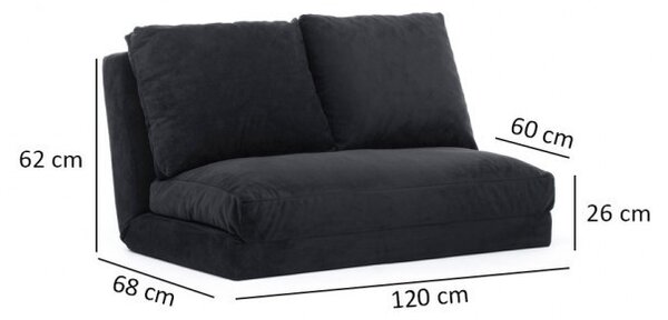 Αναδιπλούμενος καναπές 2 θέσεων Taida Black