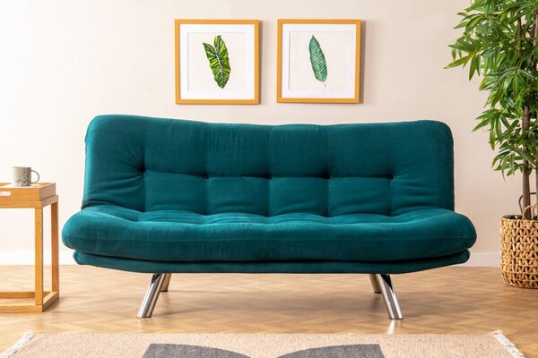 Αναδιπλούμενος καναπές 3 θέσεων Misa Small Sofabed Πετρόλ Πράσινο