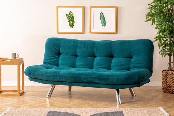 Αναδιπλούμενος καναπές 3 θέσεων Misa Small Sofabed Πετρόλ Πράσινο