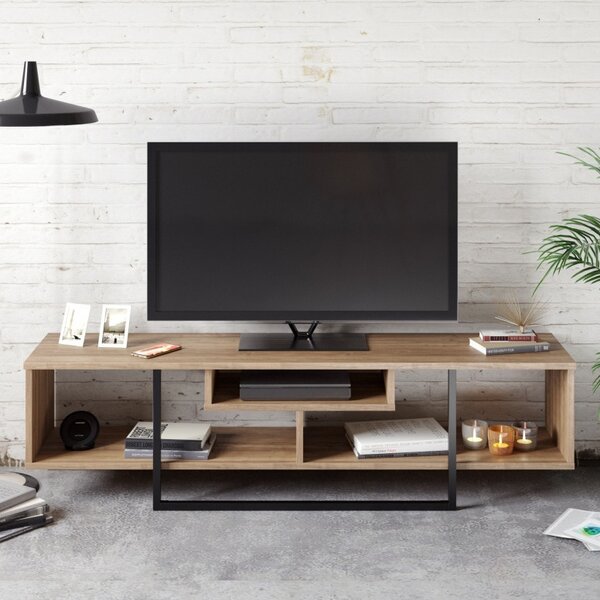 Έπιπλο TV Asal (150) - Walnut, Μαύρο