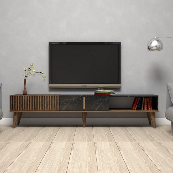 Έπιπλο TV Milan-Walnut, Μαύρο