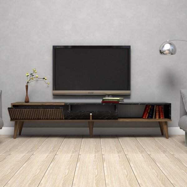 Έπιπλο TV Milan-Walnut, Μαύρο