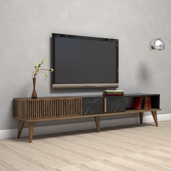 Έπιπλο TV Milan-Walnut, Μαύρο