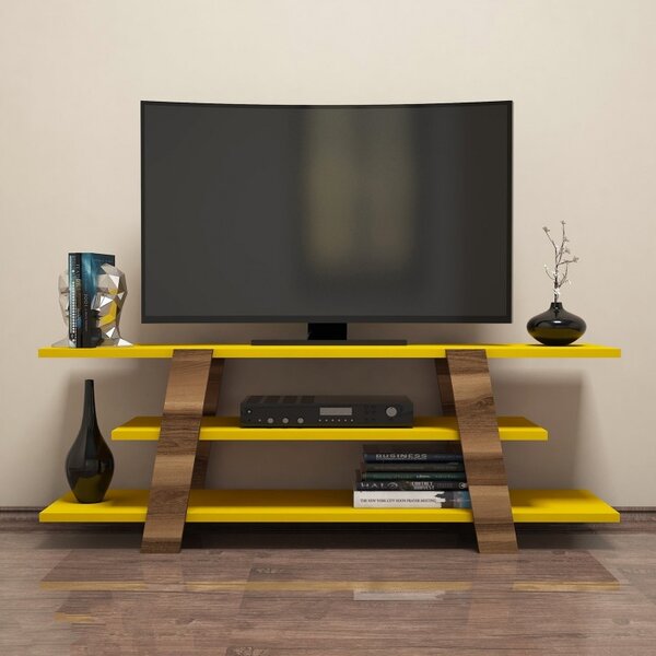 Έπιπλο TV Flower-Walnut, Κίτρινο