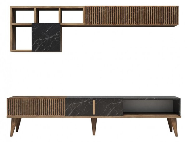 Έπιπλο TV Milan-Walnut, Μαύρο