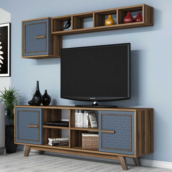 Έπιπλο TV Ayla-Walnut, Blue