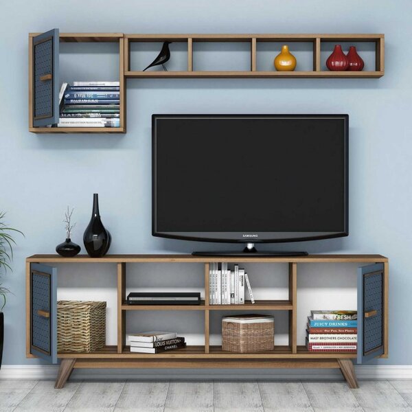 Έπιπλο TV Ayla-Walnut, Blue