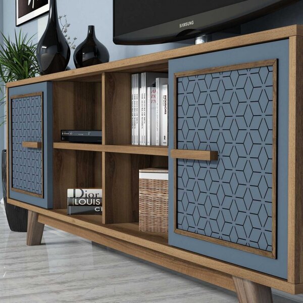 Έπιπλο TV Ayla-Walnut, Blue
