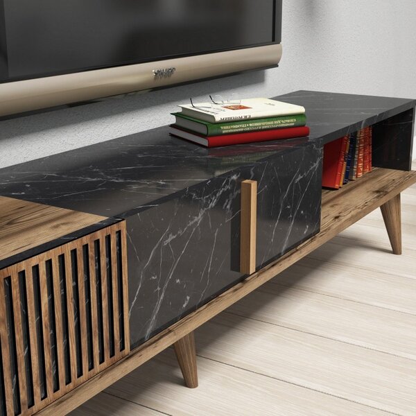 Έπιπλο TV Milan-Walnut, Μαύρο