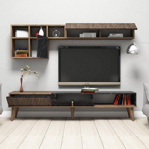 Έπιπλο TV Milan-Walnut, Μαύρο