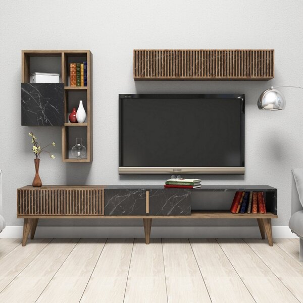 Έπιπλο TV Milan-Walnut, Μαύρο