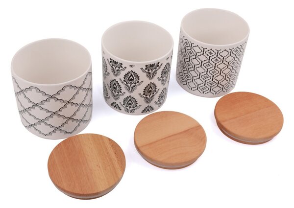 Σετ 6 δοχεία αποθήκευσης τροφίμων Ares Storage Box 12 cm 3 Pieces, Λευκό-Μαύρο