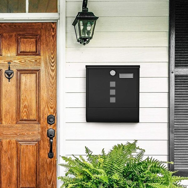 Γραμματοκιβώτιο Songmics, 24 x 30 cm, Black, διαμέρισμα για εφημερίδα