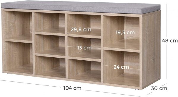 Παπουτσοθήκη Vasagle, Oak, LHS10NL, 104 x 30 x 48 cm