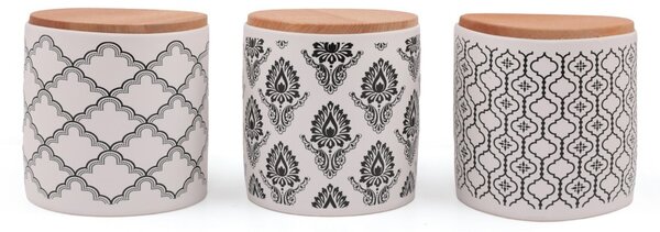 Σετ 6 δοχεία αποθήκευσης τροφίμων Ares Storage Box 12 cm 3 Pieces, Λευκό-Μαύρο