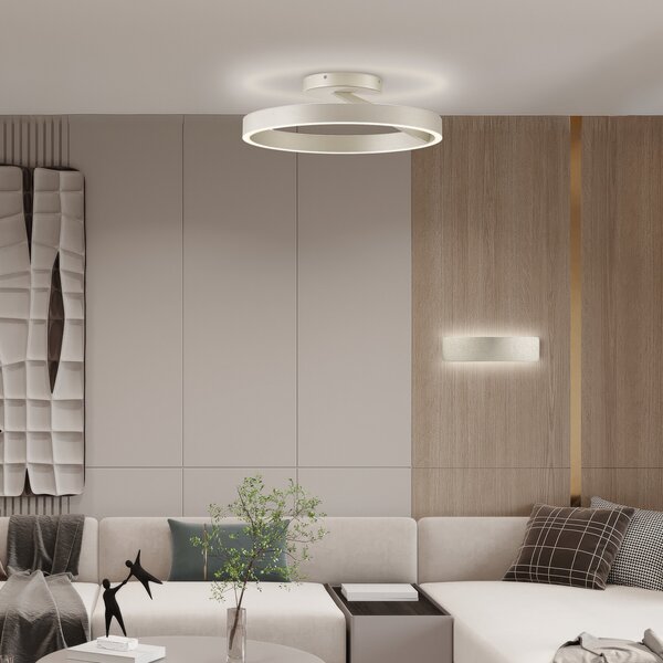 Viokef Φωτιστικό οροφής LED Saturn, Ø 50 cm, κρεμ-ασημί, μέταλλο, ρυθμιζόμενος, Μπεζ, Σαλόνι / τραπεζαρία, Μέταλλο, σύγχρονο