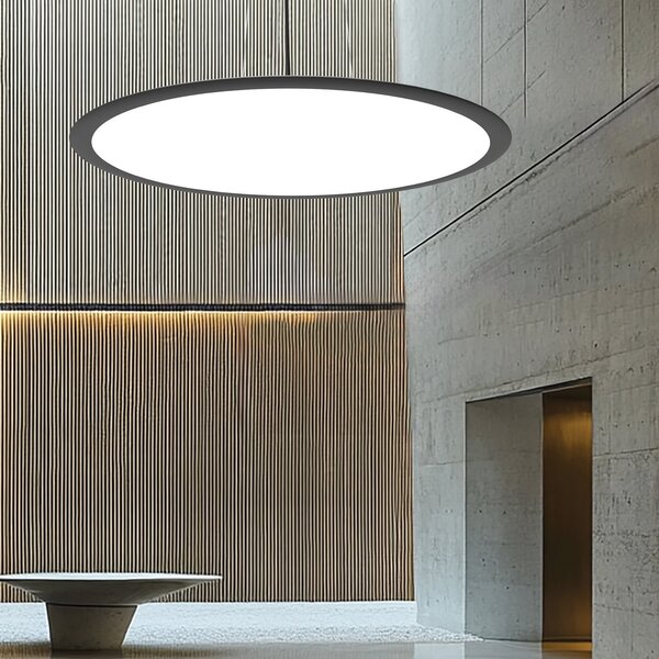 Viokef Κρεμαστό φωτιστικό LED Grande, μαύρο, Ø 60 cm, μέταλλο, CCT, ρυθμιζόμενος, Μαύρο, Σαλόνι / τραπεζαρία, Αλουμίνιο, σύγχρονο