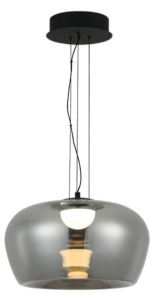 Viokef Κρεμαστό φωτιστικό LED Nadia, Ø 16 cm, γκρι καπνού, γυαλί, Γκρι, Σαλόνι / τραπεζαρία, Γυαλί