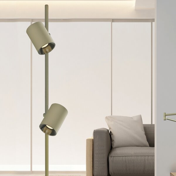 Viokef Λάμπα δαπέδου LED Melina, λαδί χρώμα, ύψος 162 εκ., μεταλλική, με ρυθμιζόμενη, ρυθμιζόμενος, Πράσινο, Σαλόνι / τραπεζαρία, Αλουμίνιο, σύγχρονο